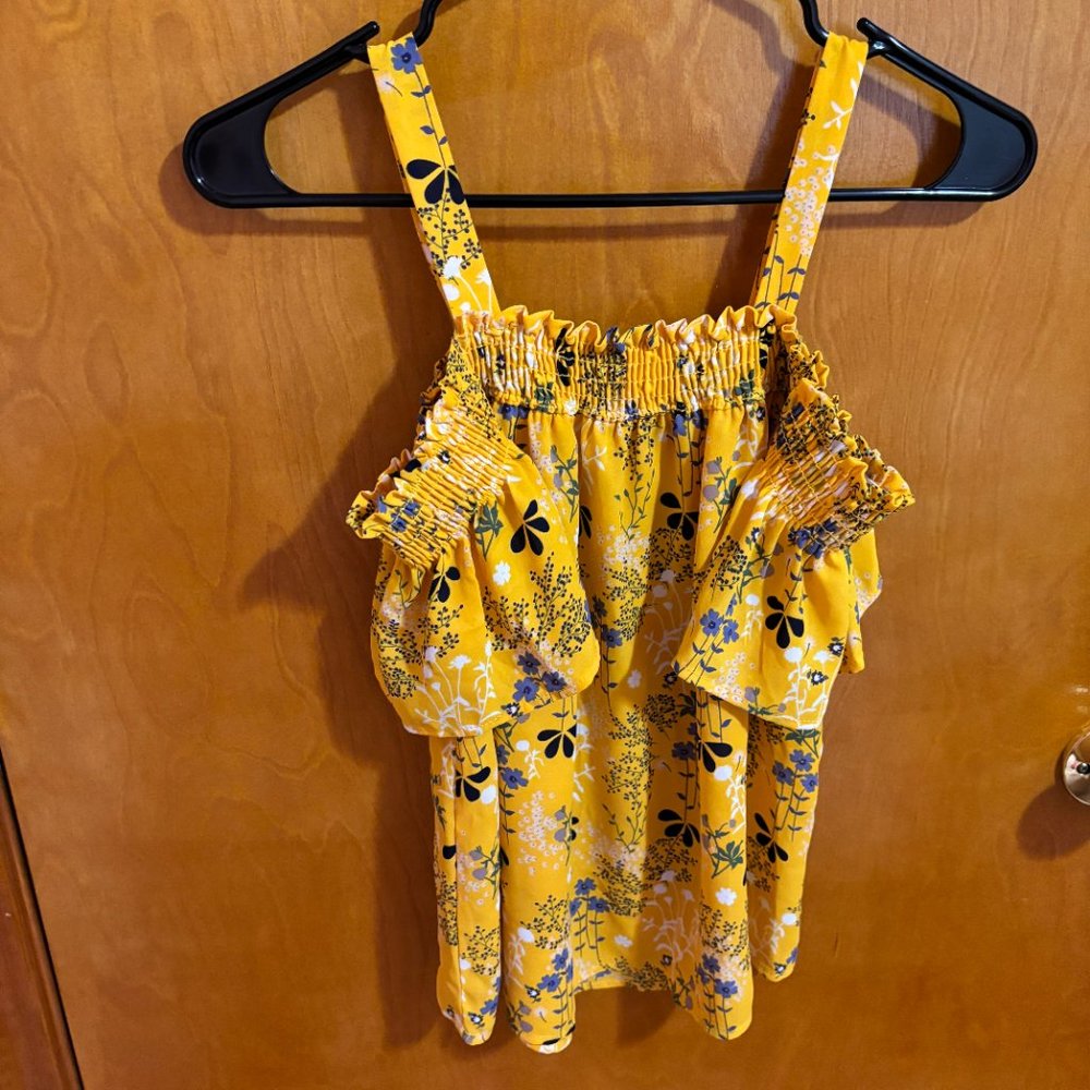 Sienna Sky Off the shoulder yellow flower blouse XS - Picture 2 of 13